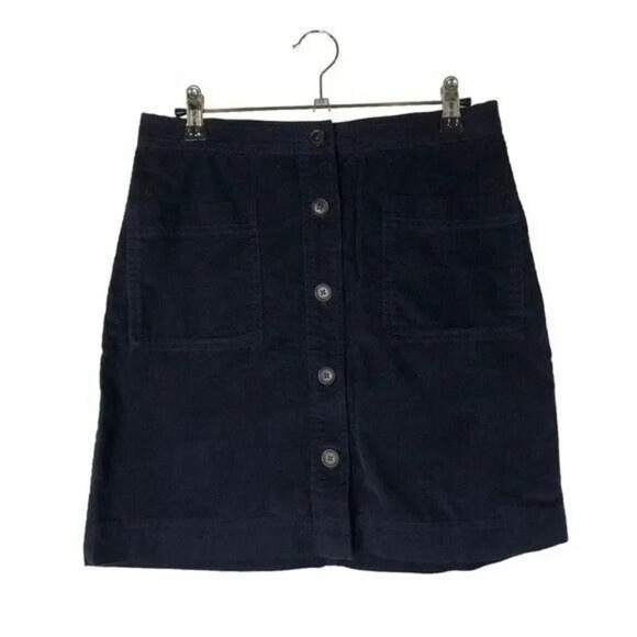 Gap Navy Blue Corduroy A-Line Button Front Mini Skirt XS - Picture 1 of 3